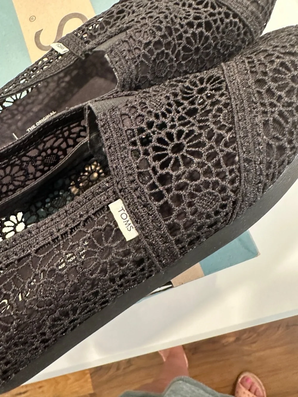Tom’s black Alpargata crochet shoes 6.5